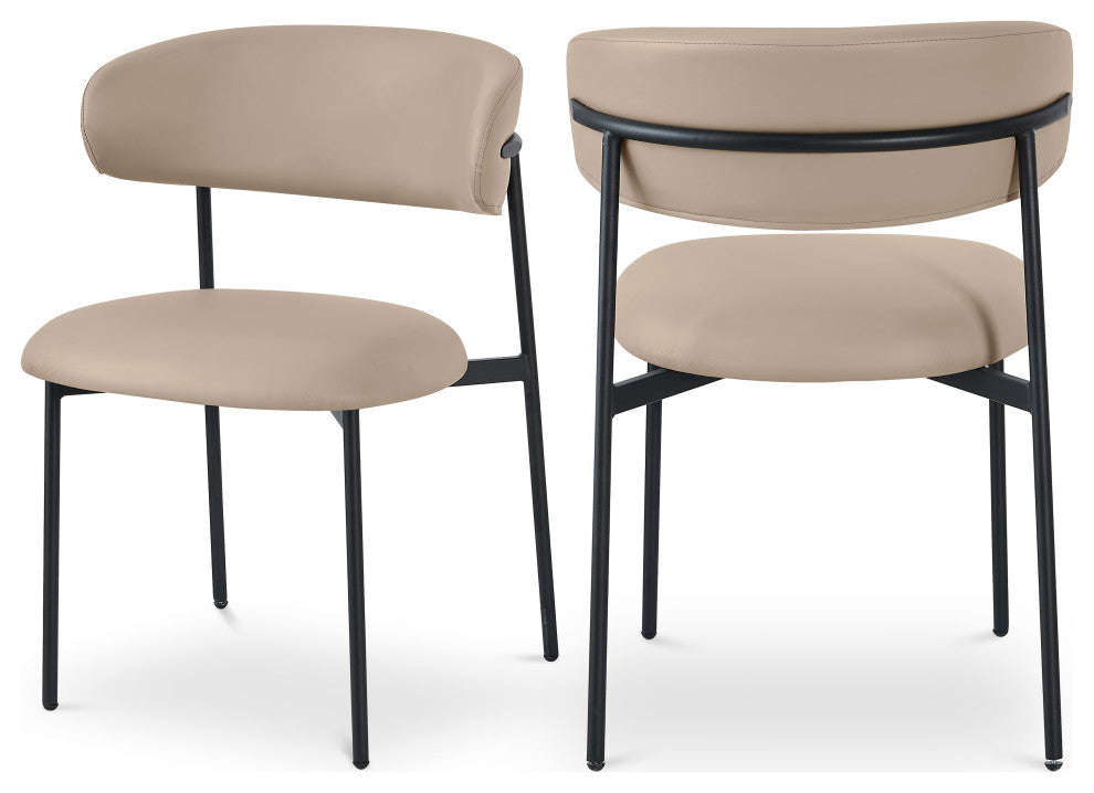 Lupita Vegan Leather Dining Chair, Set of 2, Taupe, Matte Black Finish