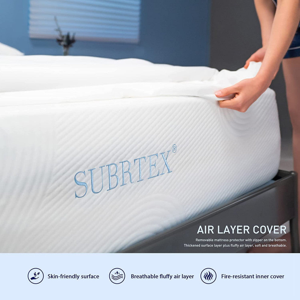 subrtex 10 Inches Gel-Infused Memory Foam Mattres, Queen