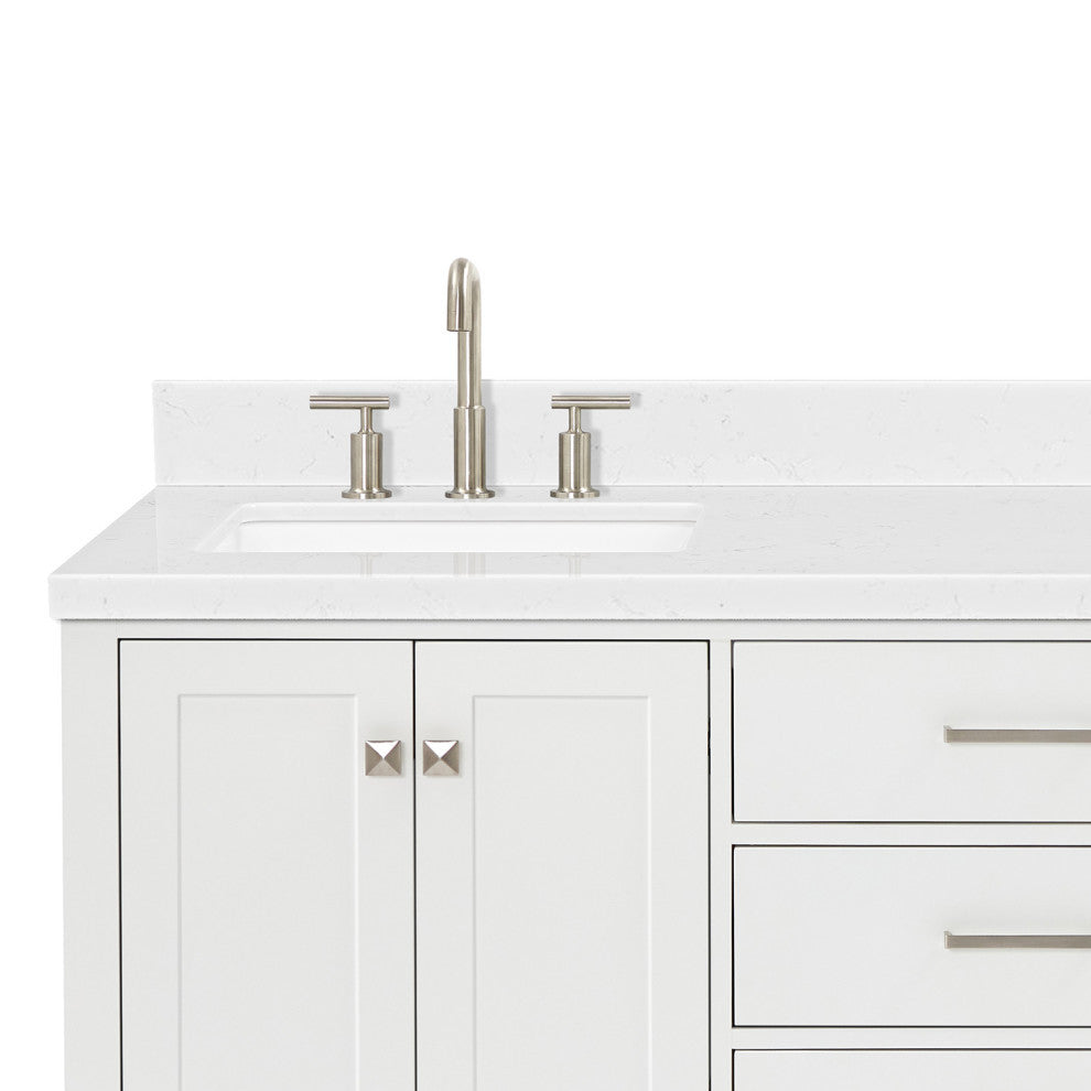 Ariel Cambridge 66" Double Rectangle Sinks Vanity, Carrara Quartz