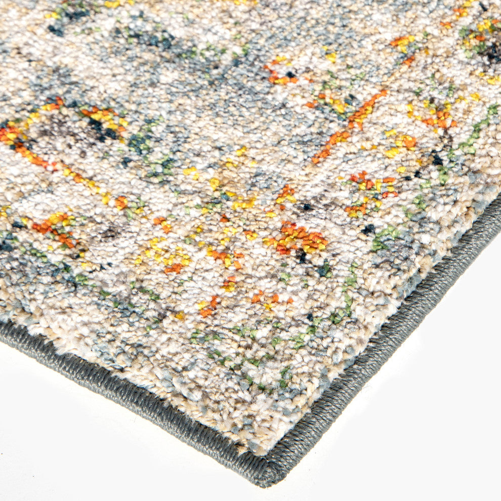 Orian Gemstone Persian Estate Distressed Multi Beige Area Rug 5'3" x 7'6"