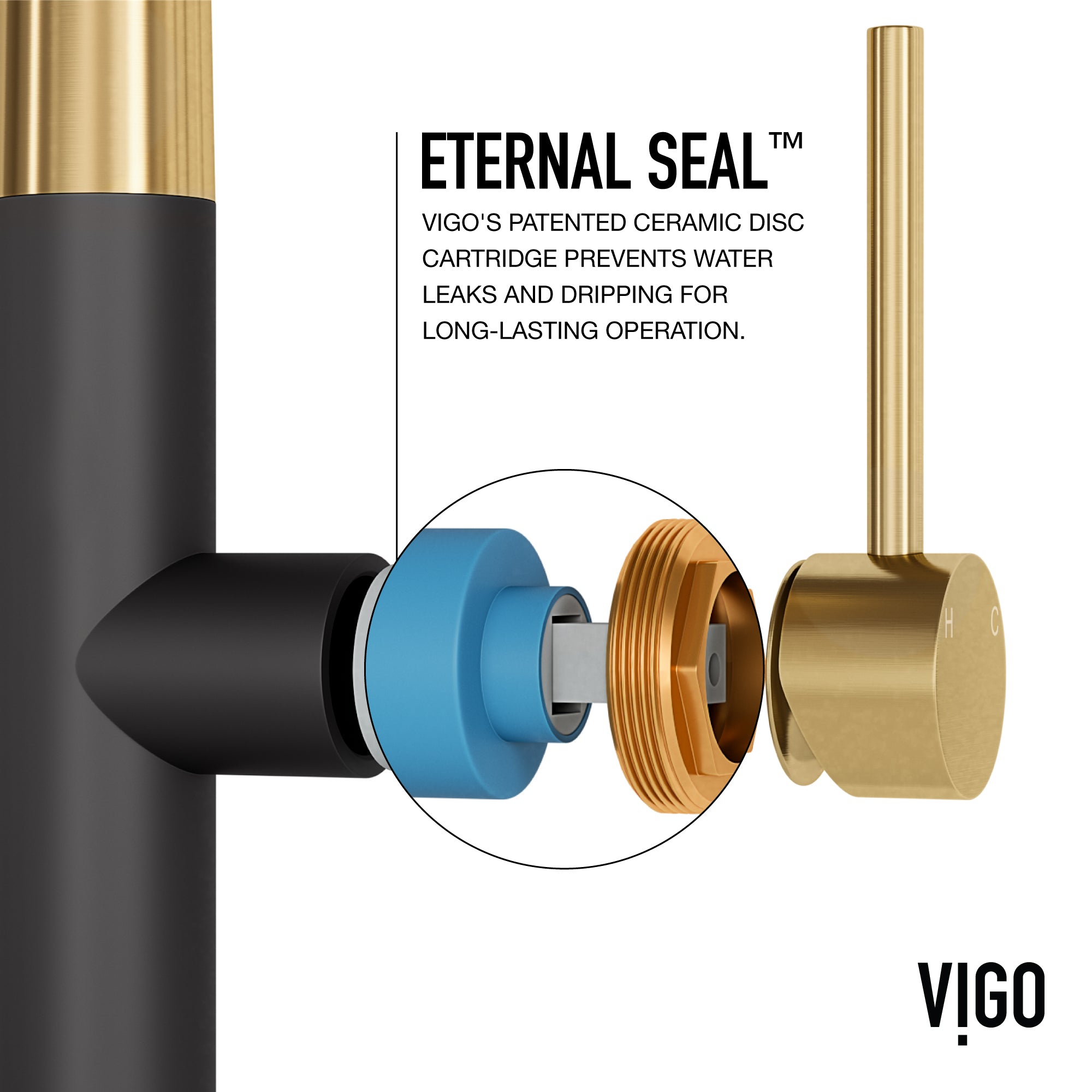 VIGO Greenwich 18" H Single Handle Pull-Down Sprayer Kitchen Faucet, Matte Brushed Gold/Matte Black, No Sensor, Without Extras