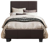 Lexicon Lorenzi Contemporary Wood and Faux Leather Twin Bed in Dark Brown