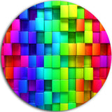 Rainbow Of Colorful Boxes, Abstract Round Wall Art, 23"