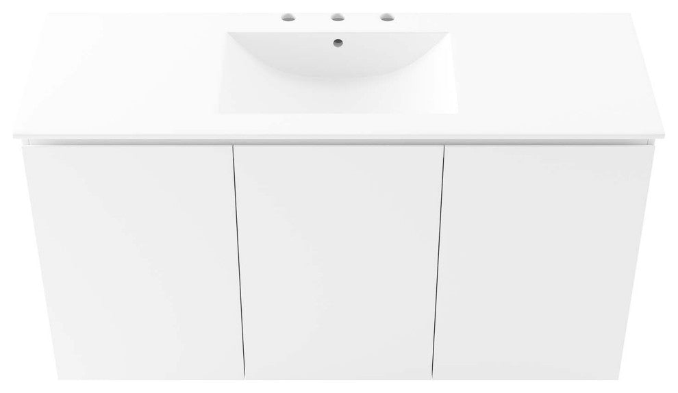 Bryn 48" Wall-Mount Bathroom Vanity, White White