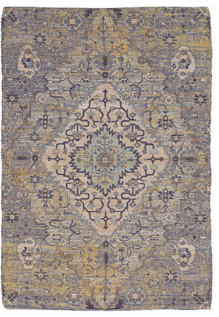 Morris Blue/Yellow Gramercy Distressed Moroccan Accent Rug, 7'6" X 9'6"