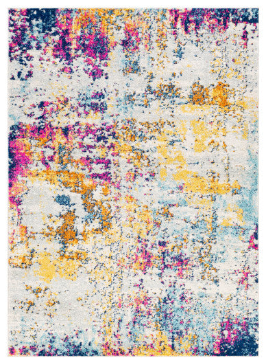 Surya Sunderland SUN-2320 6'7"x9' Rug, Gray/Yellow/Blue/Aqua/Burnt Orange/Pink