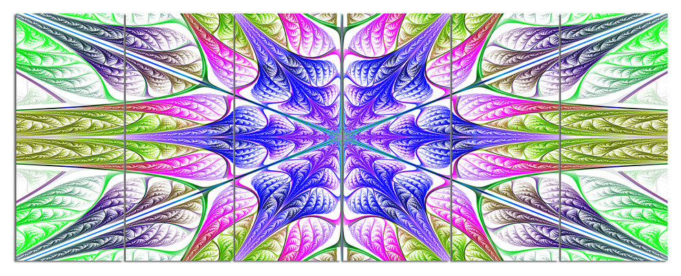 Extraordinary Fractal Light Green Art, Abstract Canvas Print, 70"x28", 6 Panels