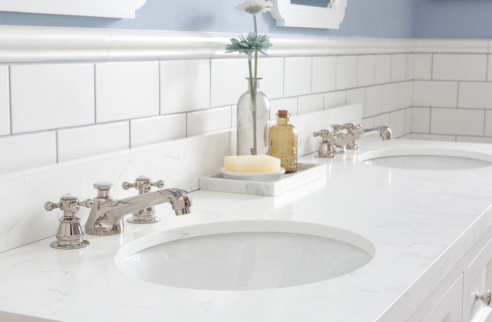 72" Wide Pure White Double Sink Quartz Carrara Bathroom Vanity