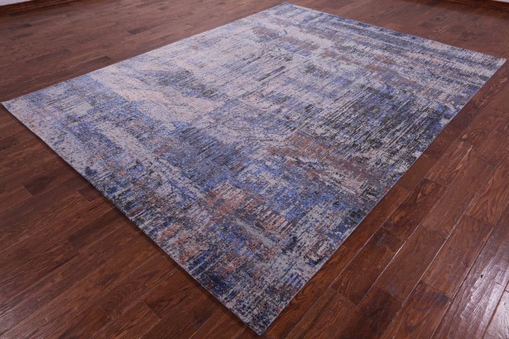 7' 9" X 10' 2" Handmade Wool & Silk Abstract Rug - Q14875