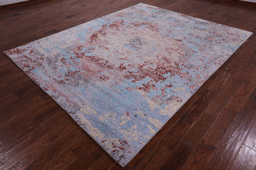 Modern Wool and Silk Handmade Rug 8' 0" X 10' 1" Q9247