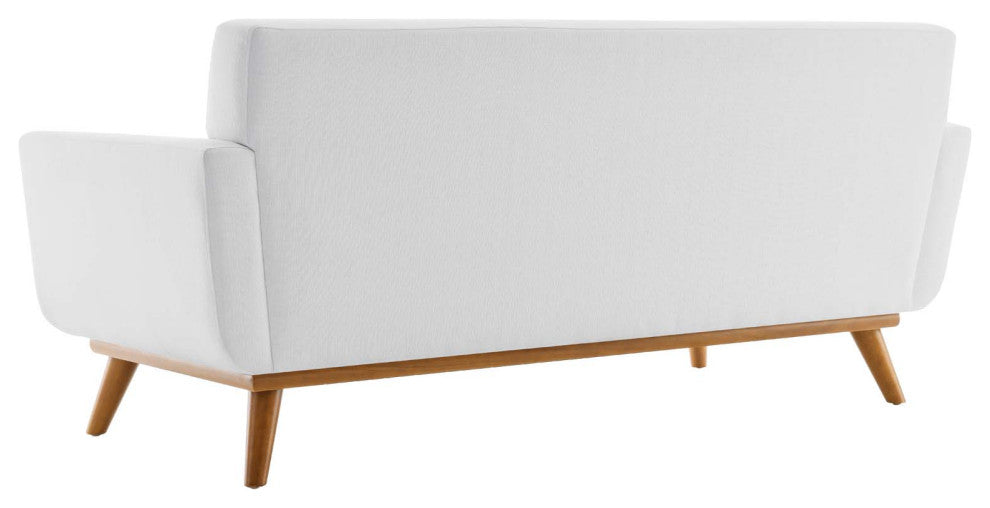 Loveseat Sofa, Fabric, White, Modern, Living Lounge Room Hotel Lobby Hospitality