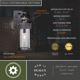 Vaxcel Cumberland Dualux 6" Outdoor Wall Light, Rust Iron