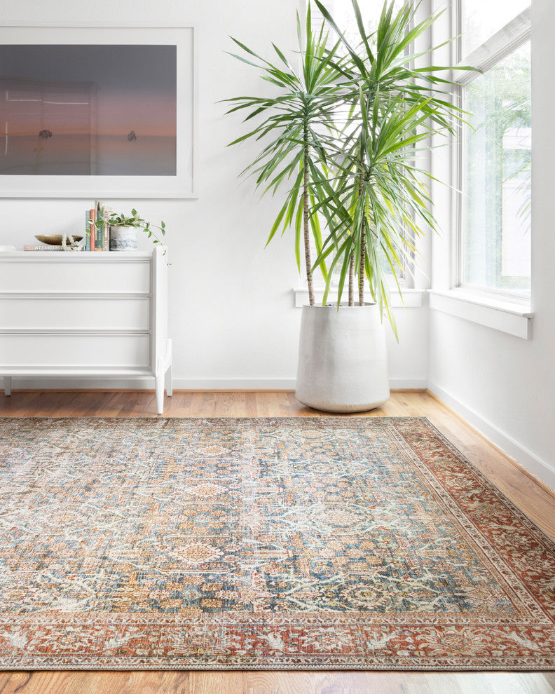 Ocean, Rust Printed Polyester Layla Area Rug by Loloi II, 7'-6"x9'-6"