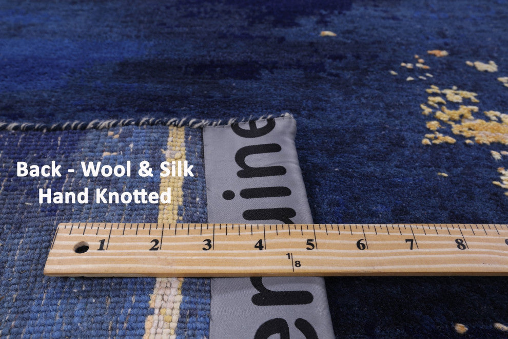 8' 1" X 10' 2" Wool and Silk Abstract Handmade Rug Q8703