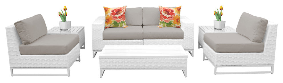 Miami 7 Piece Outdoor Wicker Patio Furniture Set 07e