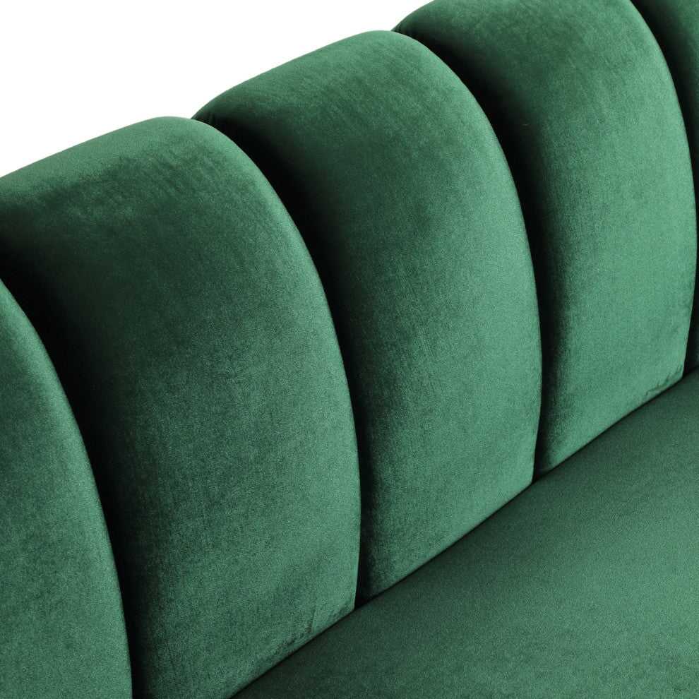 Yuma Modern Velvet 3-Seater Sofa, Emerald/Dark Brown