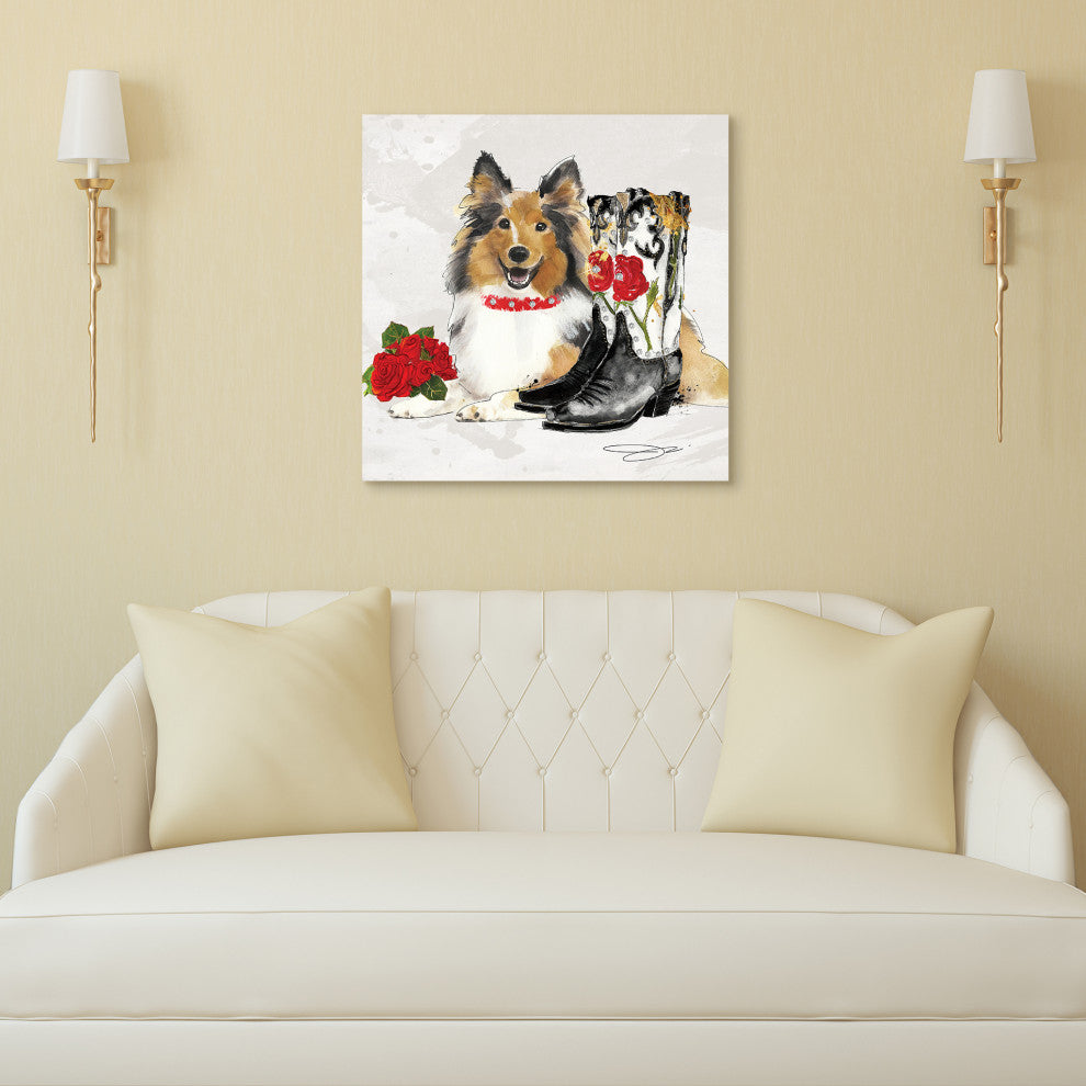 "Collie" Dog Wall Art Graphic Print Frameless Free Floating Tempered Glass Panel