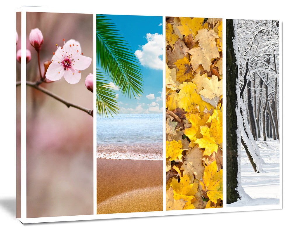 Four Seasons World Collage, Landscape Canvas Art Print, 40"x30"