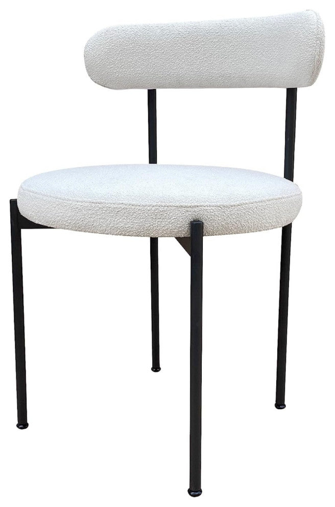 Contemporary Boucle Fabric Upholstered Dining Chair - White - Set of 2