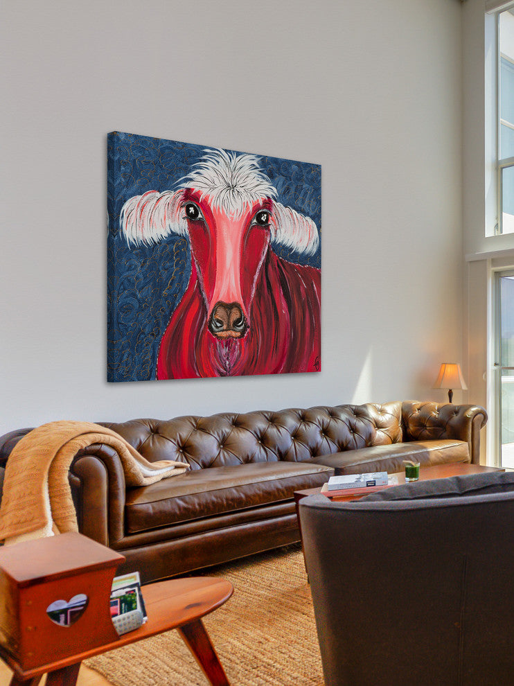 "Rojo" Painting Print on Wrapped Canvas, 32"x32"