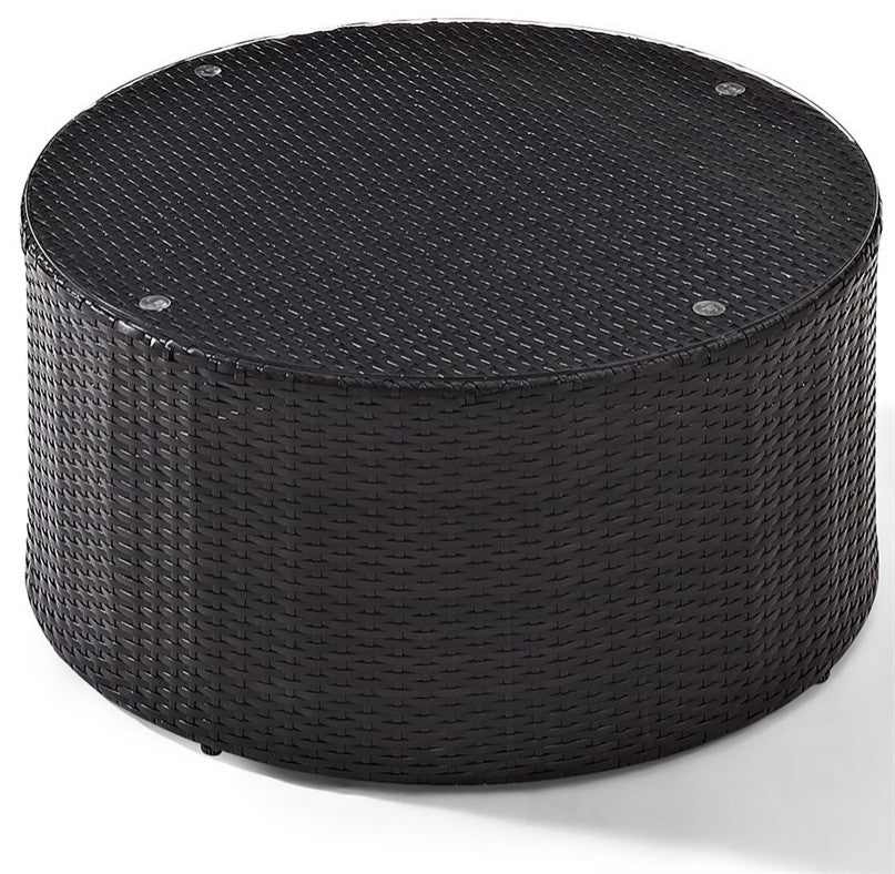 Catalina Outdoor Wicker Round Coffee Table, Brown