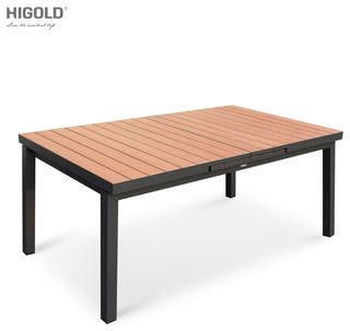 Carlo 8+1 pieces extendable Faux Wood Slats Outdoor Dining set for 8 person