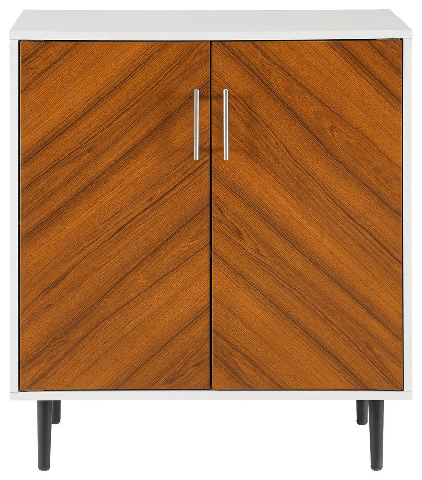 28" Modern Bookmatch Accent Cabinet, Solid White