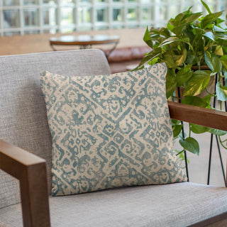 Plutus Blue Artistic Plaid Luxury Throw Pillow, 20"x20"