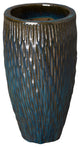 Teal Tall Round Textured Pot