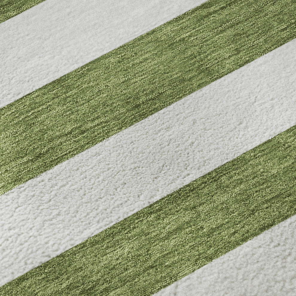 Premium Machine Washable Mayfield AMF528 Olive 2'3" x 7'6" Runner Rug