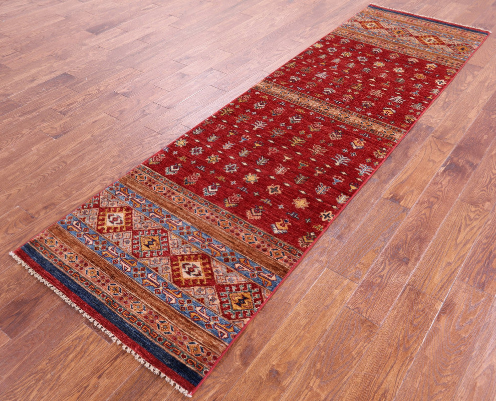 Runner Super Kazak Khorjin Handmade Wool Rug 2' 9" X 9' 9" Q10851