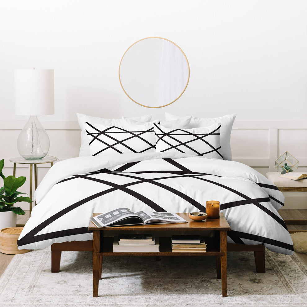 Vy La White and Black Lines Duvet Cover Set, King