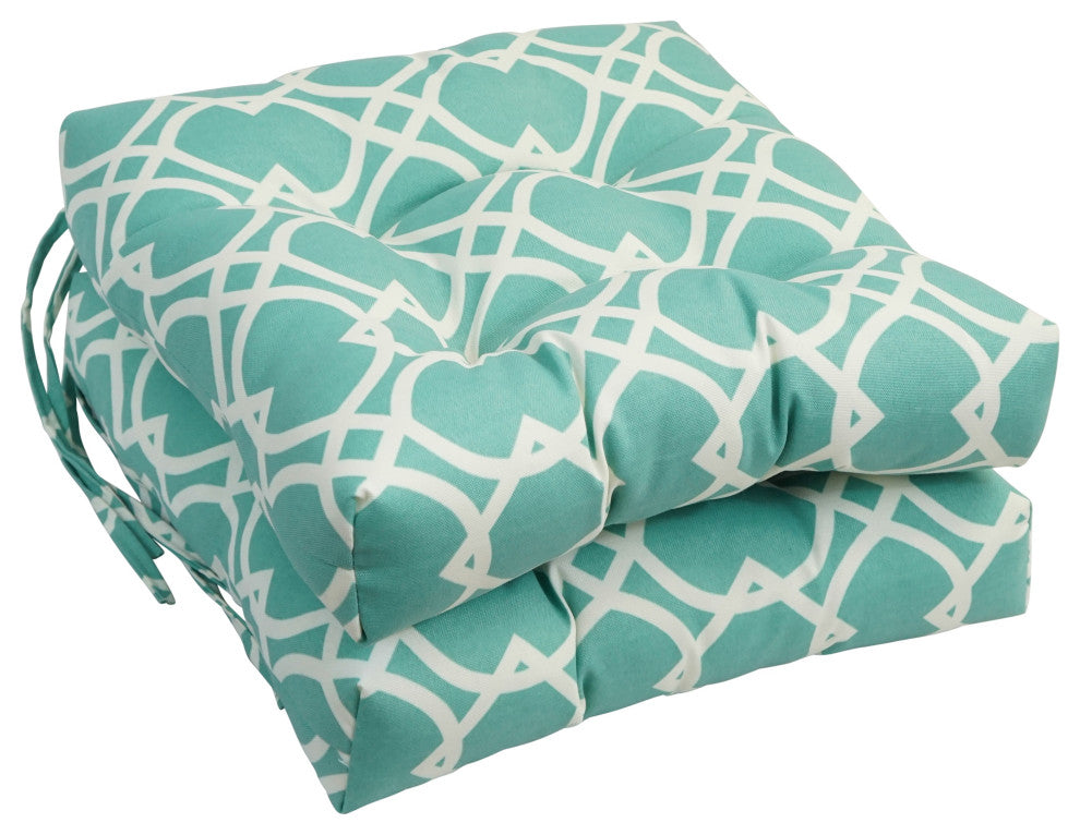 16" Spun Polyester Outdoor Square Tufted Chair Cushions, Set of 6, Elipse Pool