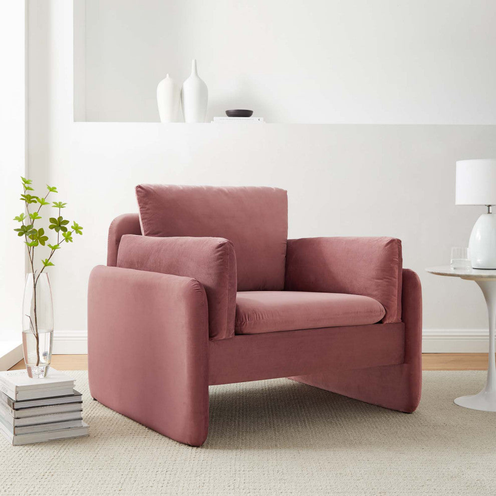 Indicate Performance Velvet Armchair Dusty Rose