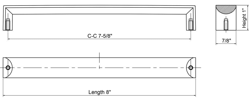 Dowell Series 3007 Handles, 10 Pack, Brushed Nickel, 192mm / 7.6" CTC