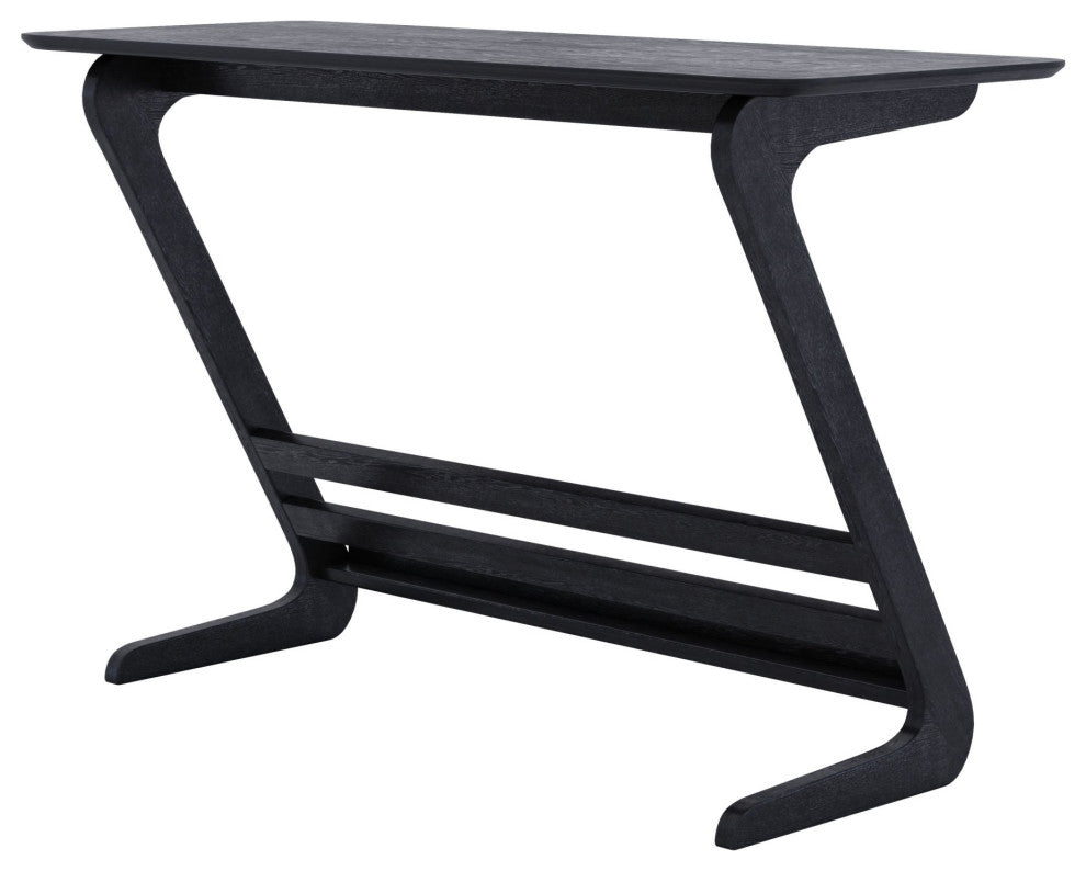 Computer Work Desk, Rectangular, Wood, Black, Mid Century Home Business Office