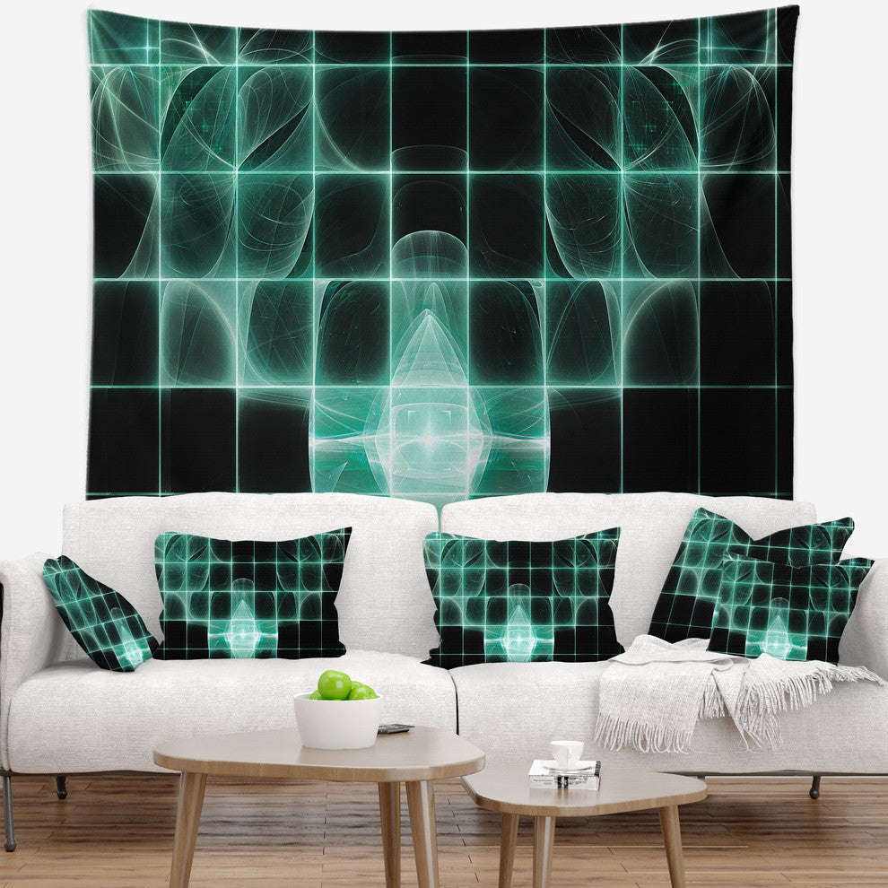 Blue Bat on Rader Screen Abstract Wall Tapestry, 92"x78"