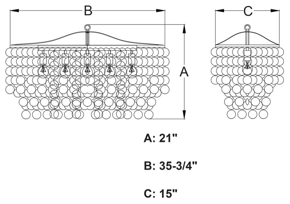 Elsa Capiz Shell 35.75" 5 Light Linear Chandelier Natural Brass