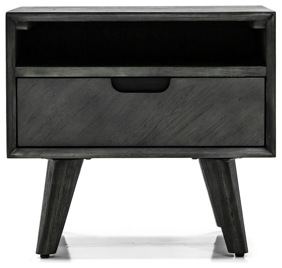 Mohave Mid-Century Tundra Grey Acacia Single Drawer Night Stand