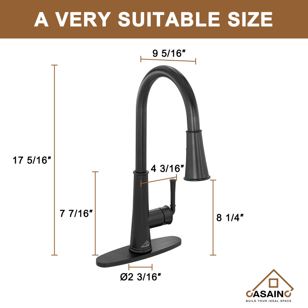 Single-Handle Pull Down Sprayer Kitchen Faucet with Touchless Sensor, Matte Black