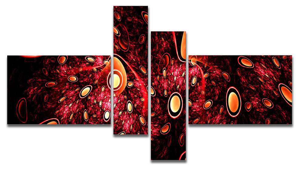 Red 3D Surreal Abstract Design, Abstract Canvas Art Print, 60"x32", 4 panels