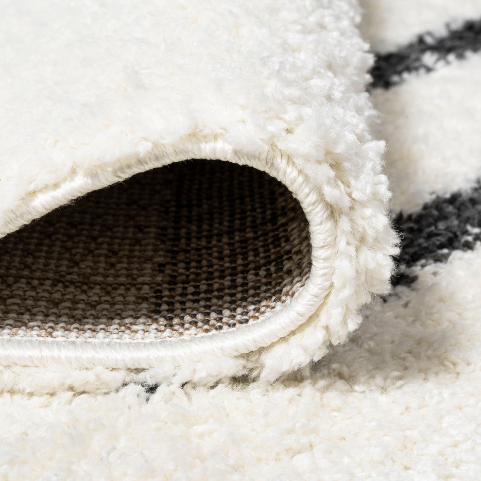 Alaro Berber Stripe Shag, White/Black, 2x10