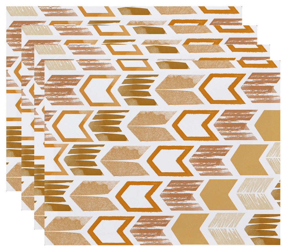 Arrow, Geometric Print Placemat, Gold (Set of 4), 18 x 14"