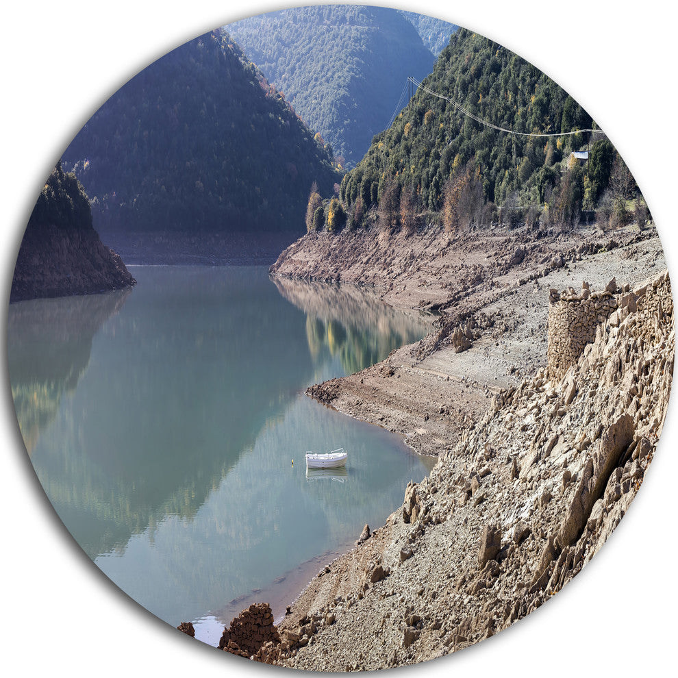 Majestic Mountain Lake Panorama, Landscape Round Wall Art, 36"