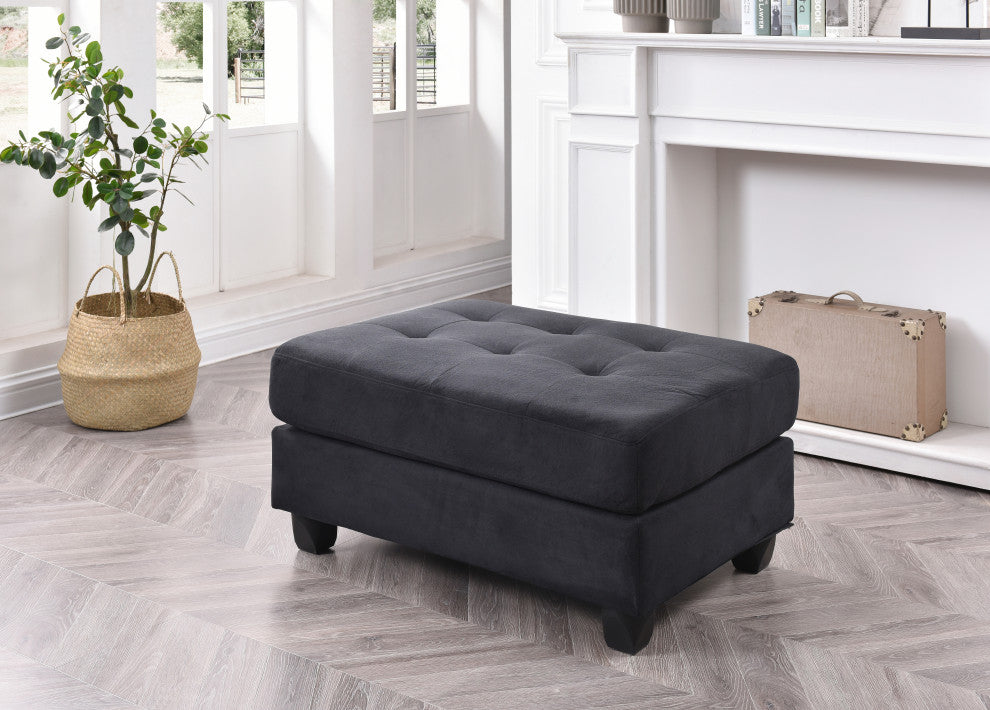 Cardiff Micro Suede Ottoman, Black