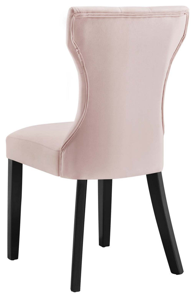 Side Dining Chair, Set of 2, Pink, Velvet, Modern, Cafe Bistro Hospitality