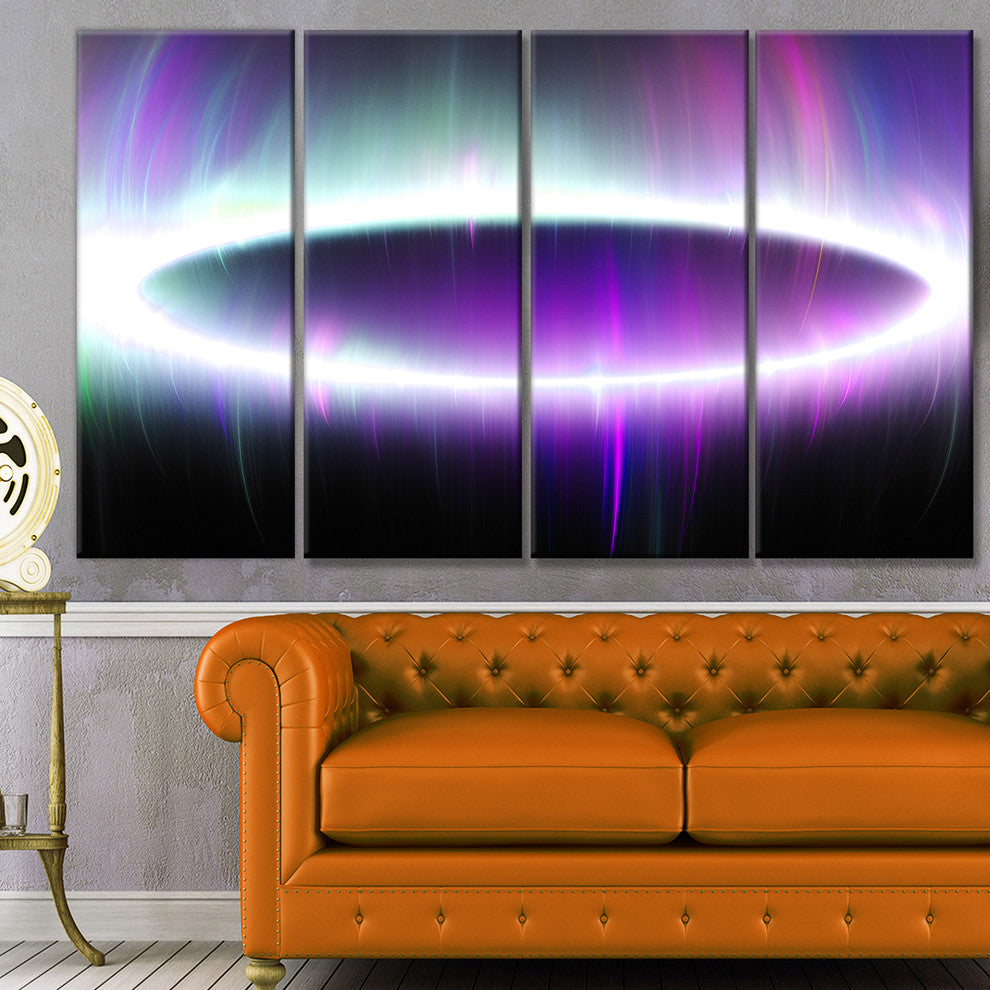 Beautiful Purple Northern Lights, Abstract Canvas Art Print, 48"x28", 4 Panels
