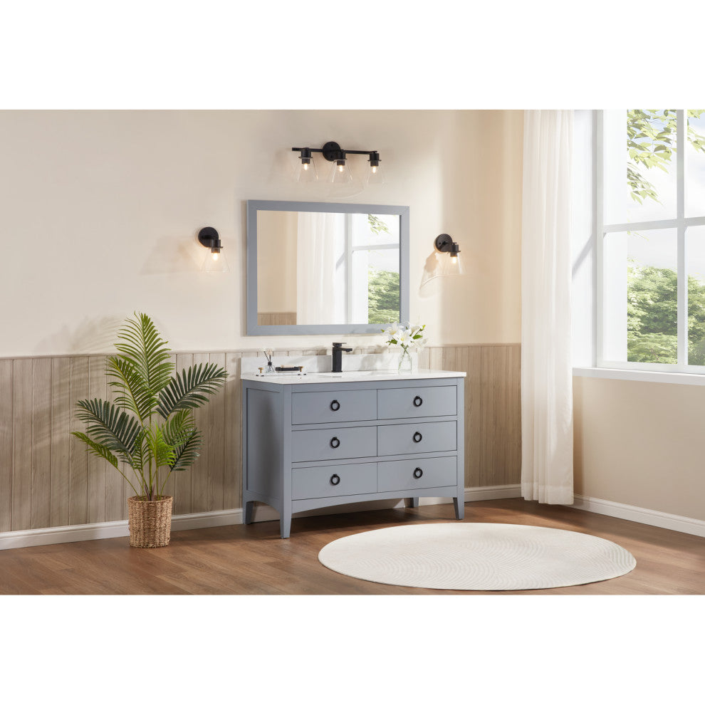Legion Furniture WS2518 Series Bathroom Sink Vanity, Cadet, 48", Artificial Stone Top, Single Sink