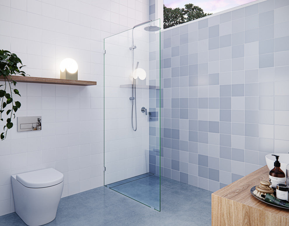78"x35" Frameless Shower Door Single Fixed Panel, Polished Chrome