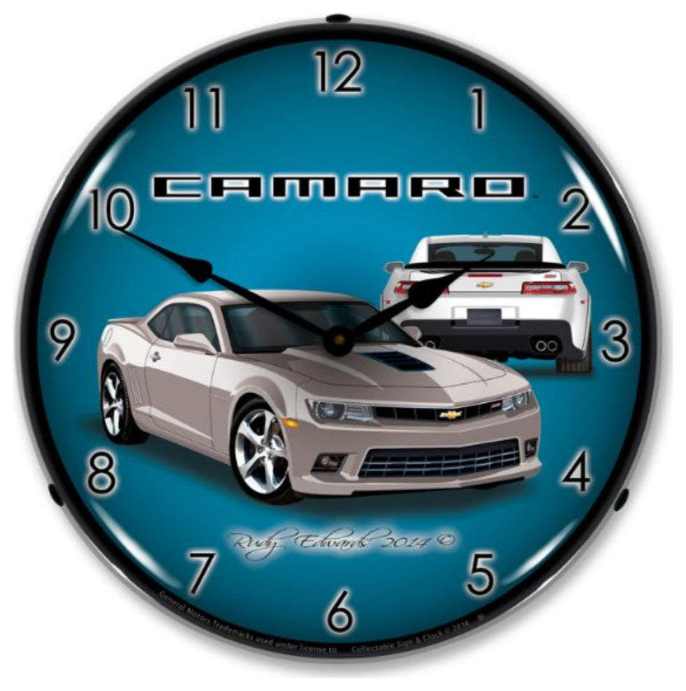GMRE1401492 2014 SS Camaro Silver Ice Clock